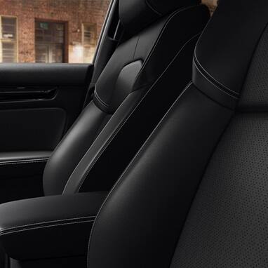 2027 Honda Civic Hatchback Sport Touring Hybrid perforated Black leather seats with contrast stitching (Compact Hatchback).